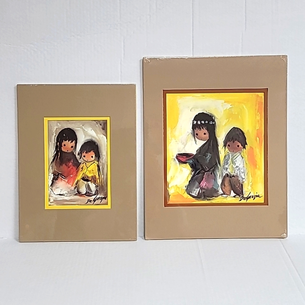 DeGrazia prints. "Two Little Ones" and "Hoping".